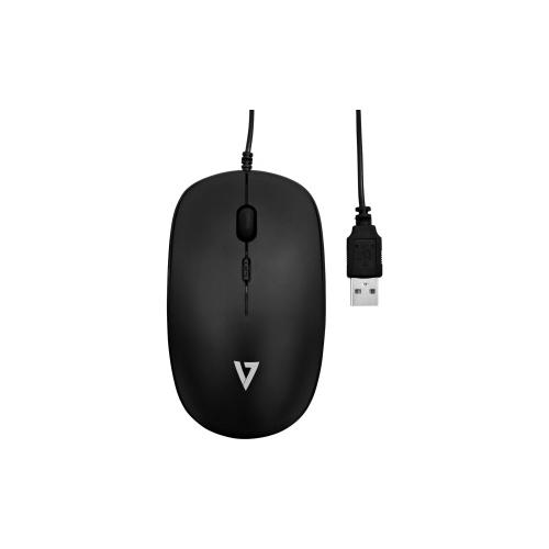 V7 Mouse - Optical - Cable - 4 Button(s) - Black - USB - 1600 dpi - Scroll Wheel
