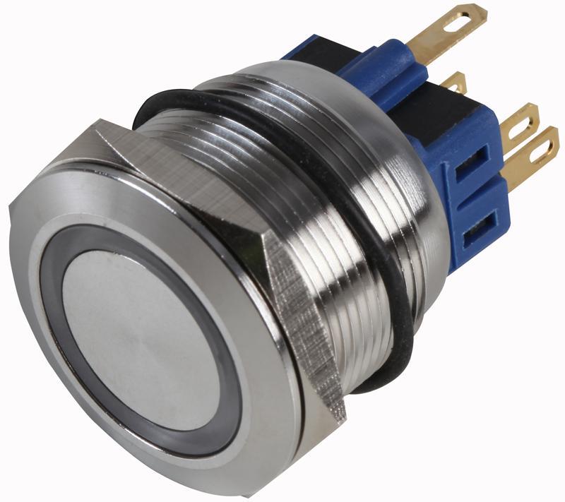 RJS103-25L-FRB-BS- -IP65-J RJS Electronics Switch AV 316SS 25 mm LED bleu