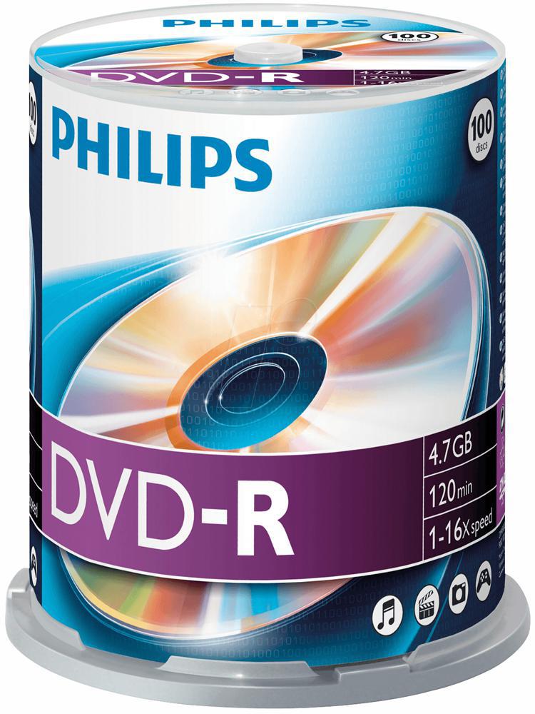 Philips - DM4S6B00F/00 - Dvd-r 4.7gb (16x) Spindle, 100 Pack