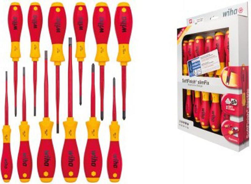 Wiha 41003 Softfinish Slimfix Vde Screwdriver Set 12 Piece 1000v Ac