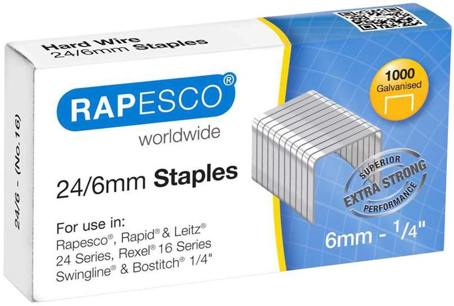 Rapesco 1237-923//10mm en acier galvanisé Staples-Pack de 1000
