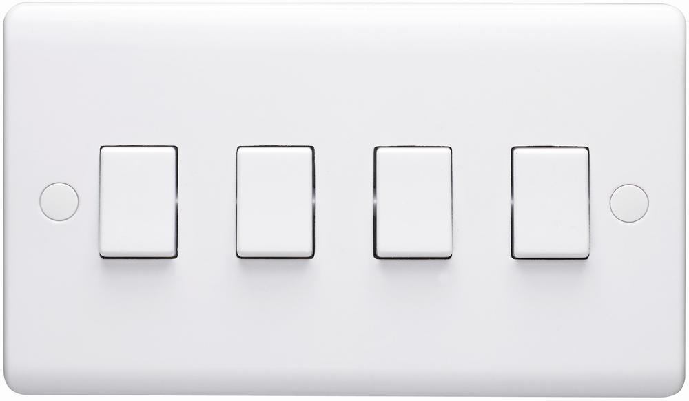 10AX 4 Gang, 2 Way Wall Switch - VOLEX ACCESSORIES