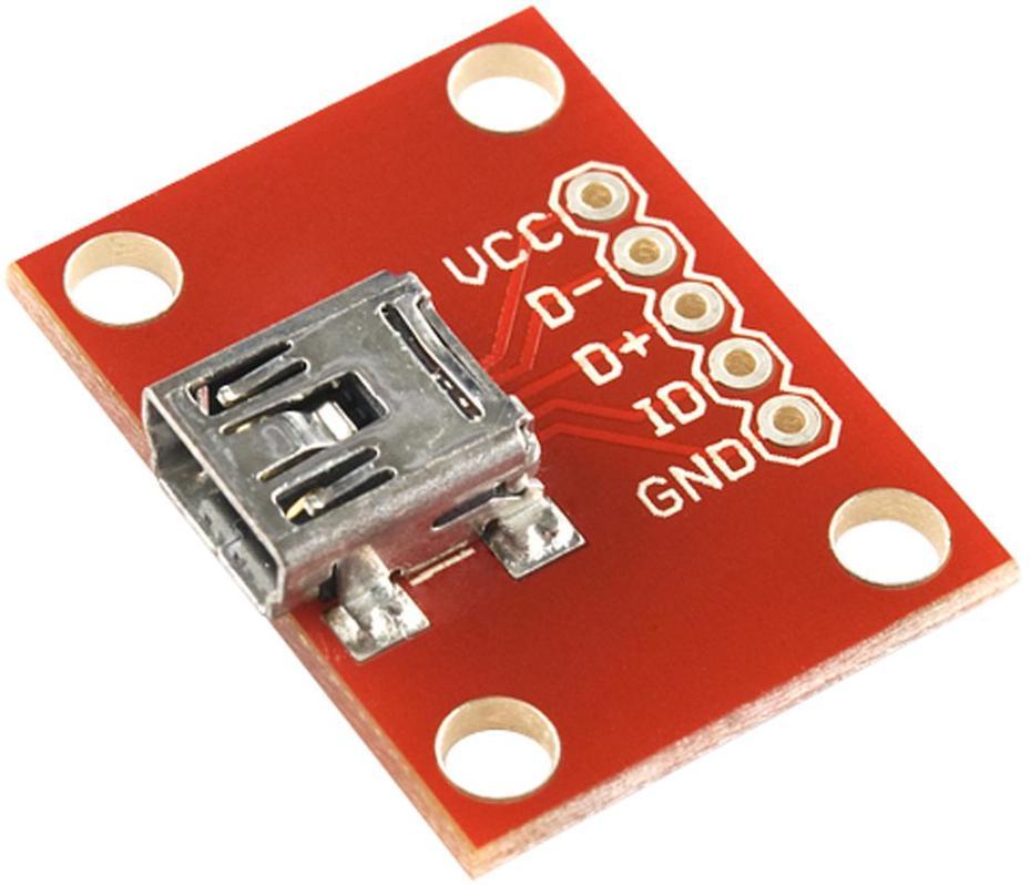 USB Mini B Breakout Board - SPARKFUN ELECTRONICS