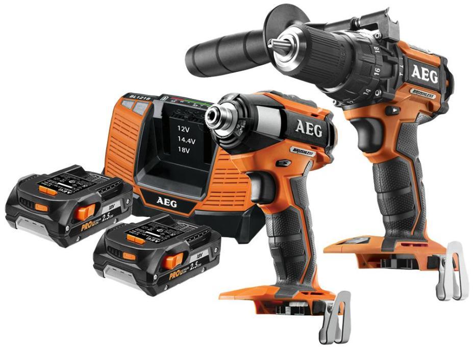 18V 2x 2.5Ah LiIon Brushless Cordless Combi Drill & Impact Driver Kit