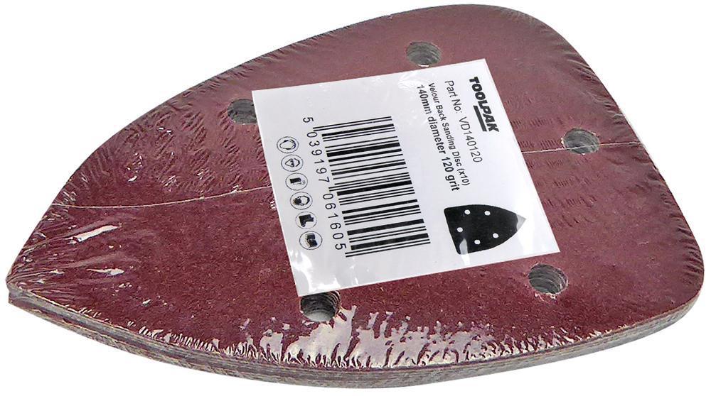 140 mm 5 Löcher, Körnung 120, Detail-Schleifpad – 10 Stück – TOOLPAK