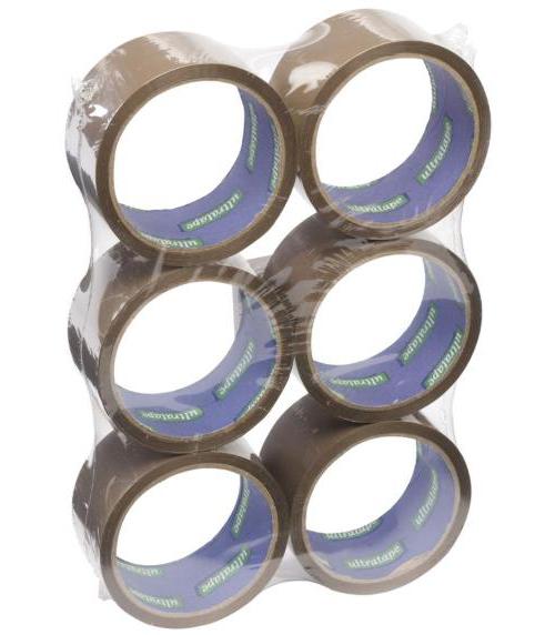 Brown Parcel Packaging Tape, 48mm x 40m, 6 Pack ULTRATAPE