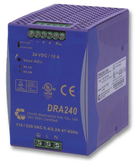 Alimentation électrique Sur Rail DIN CHINFA DRA240-24A - 240W, 24V, Neuve