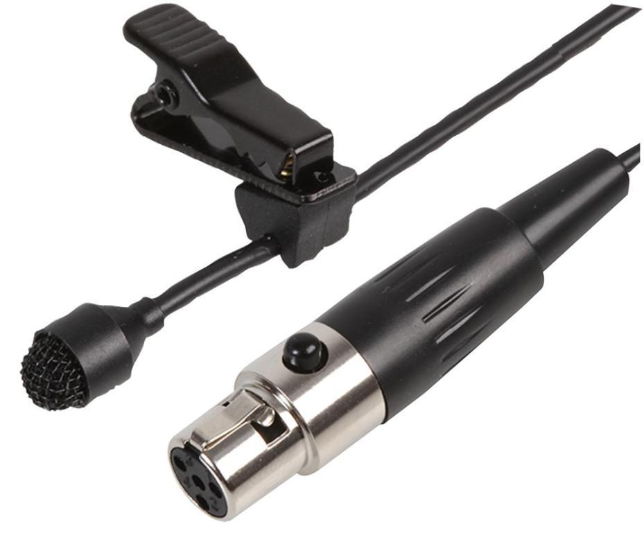 Miniature Lavalier Microphone, Black, 4 Pin Mini XLR Jack Plug