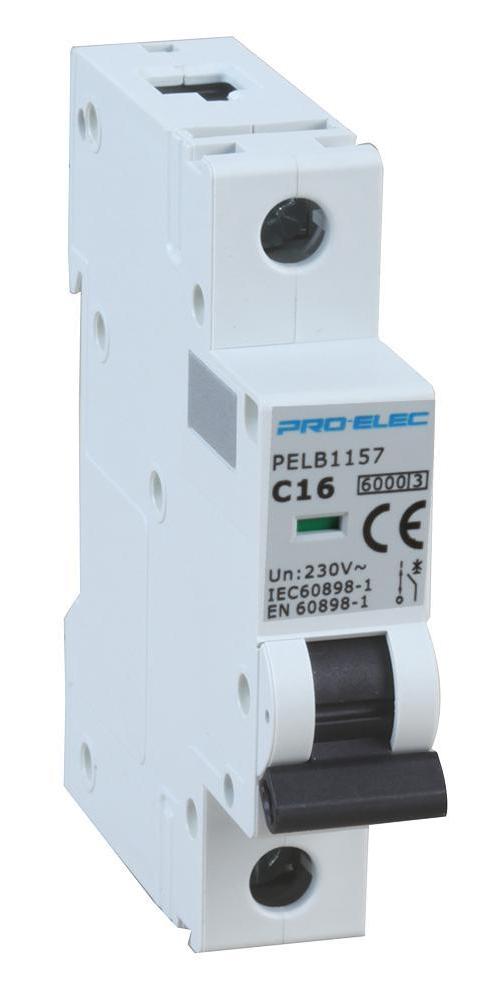 16A Single Pole MCB, C Curve, 6kA - PELB1157