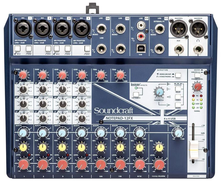 Mélangeur audio analogique 12 canaux avec effets - NOTEPAD-12FX
