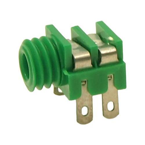 3.5mm Mono Jack Socket, Panel Mount, Solder Tags, Green - CL1382G