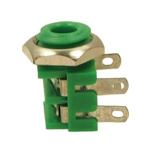 3.5mm Mono Jack Socket, Panel Mount, Solder Tags, Green - CL1382G