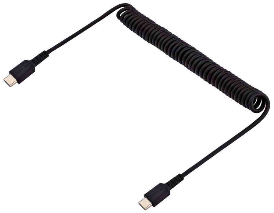 Fiche USB-C vers fiche USB-C Câble de charge et de synchronisation en spirale robuste 1 m