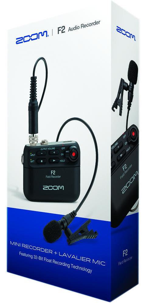 Zoom F2/B Field Recorder Con Microfono Lavalier - Registratore Portatile A 32 Bit
