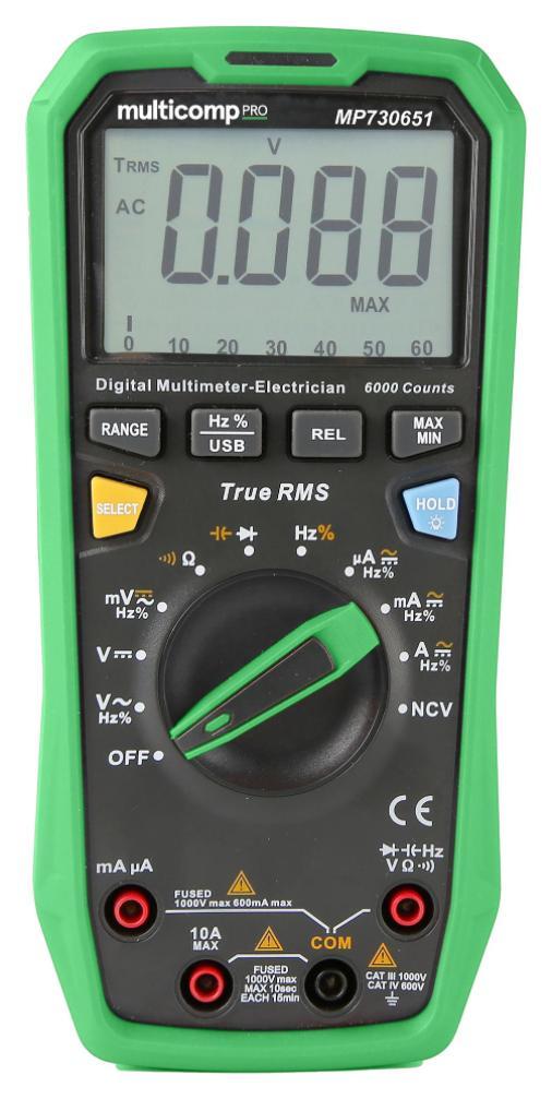 Handheld Digital Multimeter, 1kV AC/DC, 10A MP730651
