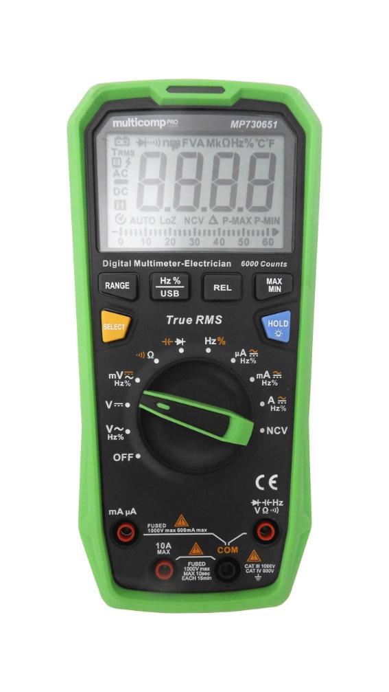 Handheld Digital Multimeter, 1kV AC/DC, 10A MP730651