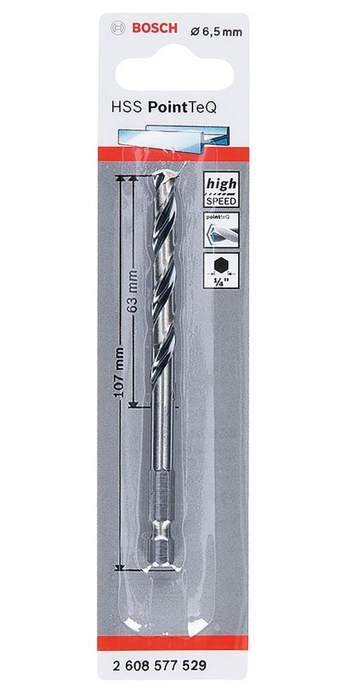 6.5mm x 107mm HSS Twist PointTeQ Drill Bit with Hex Shank 2608577529