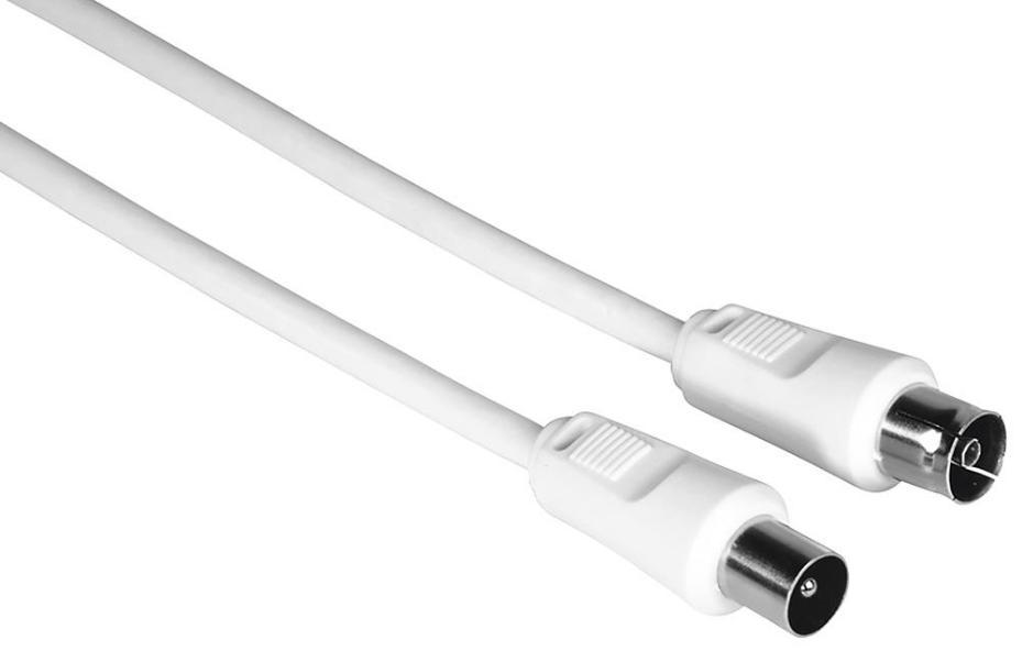Câble volant coaxial, fiche à prise, 10 m, blanc - 205031