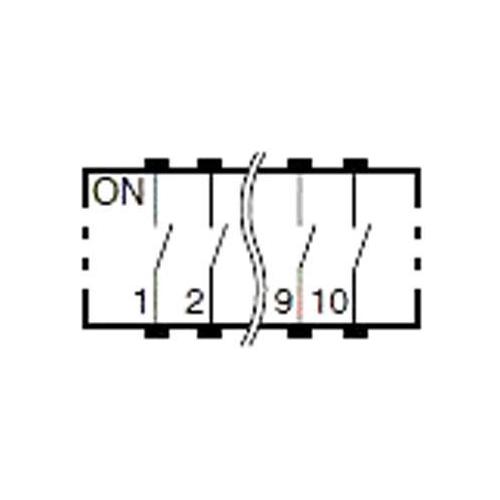 Attuatore a scorrimento DIP Switch 10 vie Half Pitch SPST 24 V CC 25 mA SMD MCDHN-10F-V