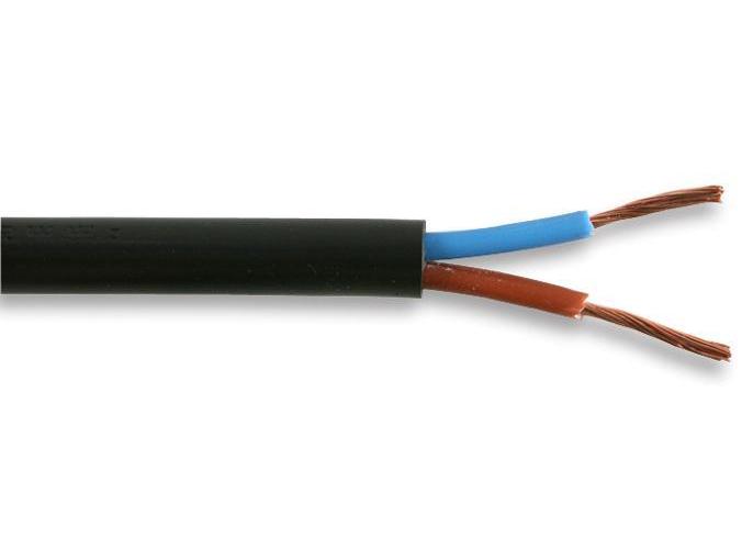 3182Y 2-Core Mains Cable, 1mm, 10A, 5m, Black - PELB1221