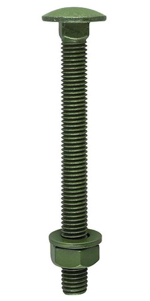 M10 x 220mm Green Carriage Bolts, Nuts & Washers - 10 Pack - 10220INCB