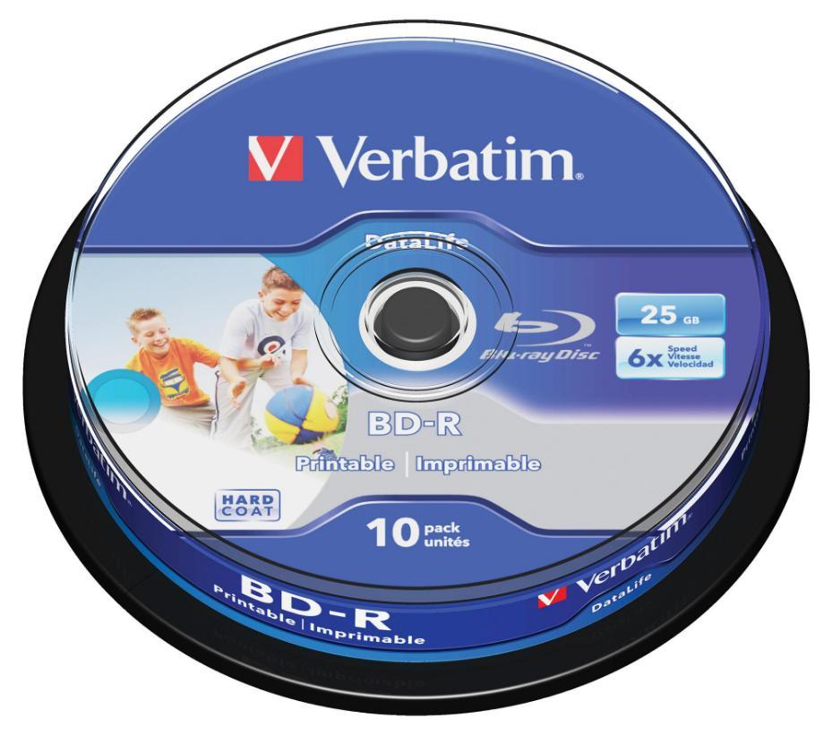 6 dischi Blu-ray vuoti stampabili a getto d'inchiostro Speed ​​BD-R SL Wide, confezione da 10, 43804