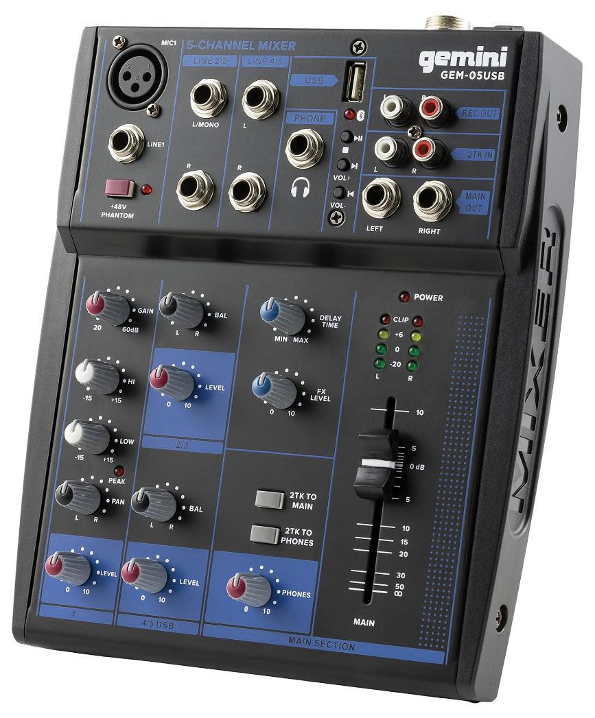 Table de mixage Bluetooth compacte, 5 canaux - GEM-05USB