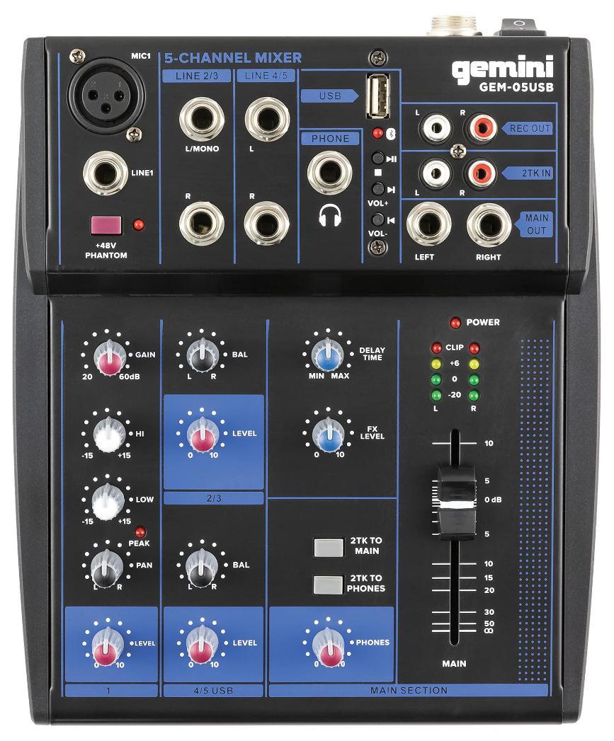 Table de mixage Bluetooth compacte, 5 canaux - GEM-05USB