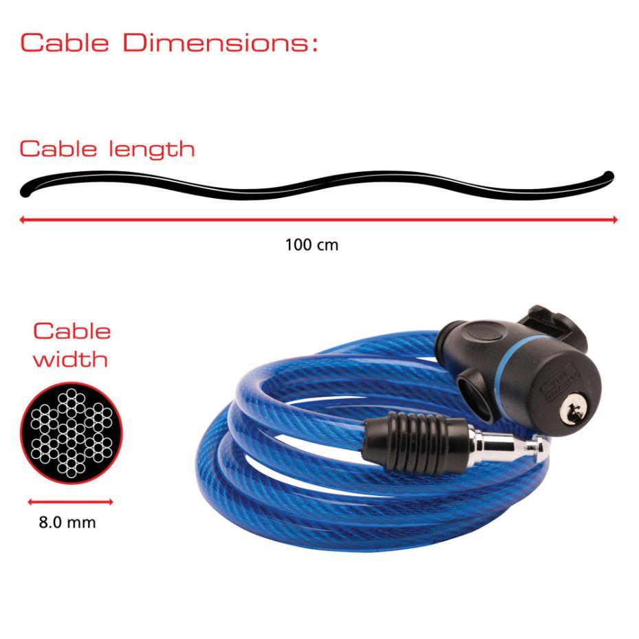 8 mm geflochtene Stahl -Selbstdarchen -Schlüsselverriegelungssicherungskabel, 1m - 1260 100