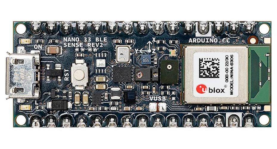 Placa de desarrollo de IA Nano 33 BLE Sense Rev2, con encabezados - ABX00070