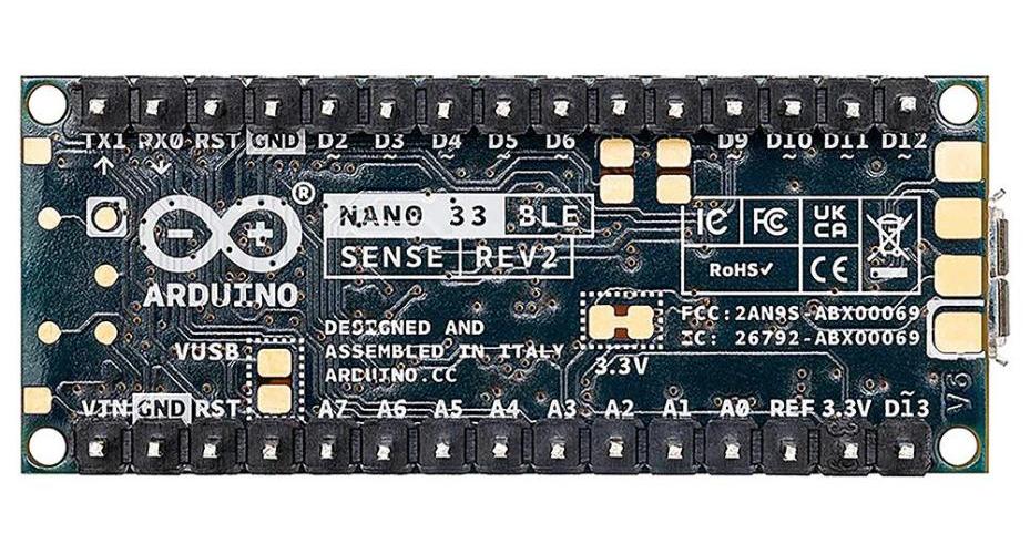 Placa de desarrollo de IA Nano 33 BLE Sense Rev2, con encabezados - ABX00070