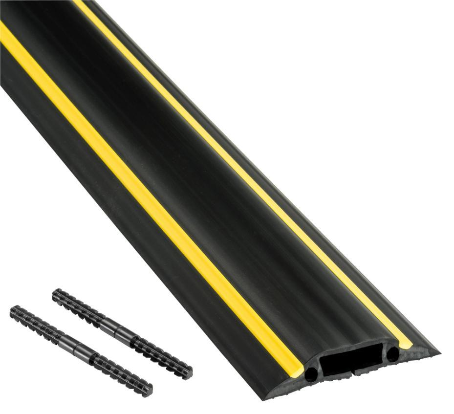 Protector de cable de piso de servicio medio, un solo canal, 1.8m, negro/amarillo - FC 83H