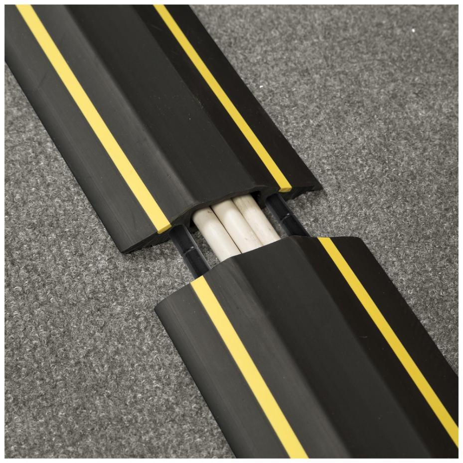 Protector de cable de piso de servicio medio, un solo canal, 1.8m, negro/amarillo - FC 83H