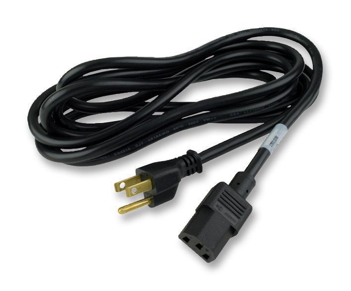 Mains Power Lead, NEMA 5-15P to C13, 250V AC, 10A, 3m, Black - 17567 10 C3