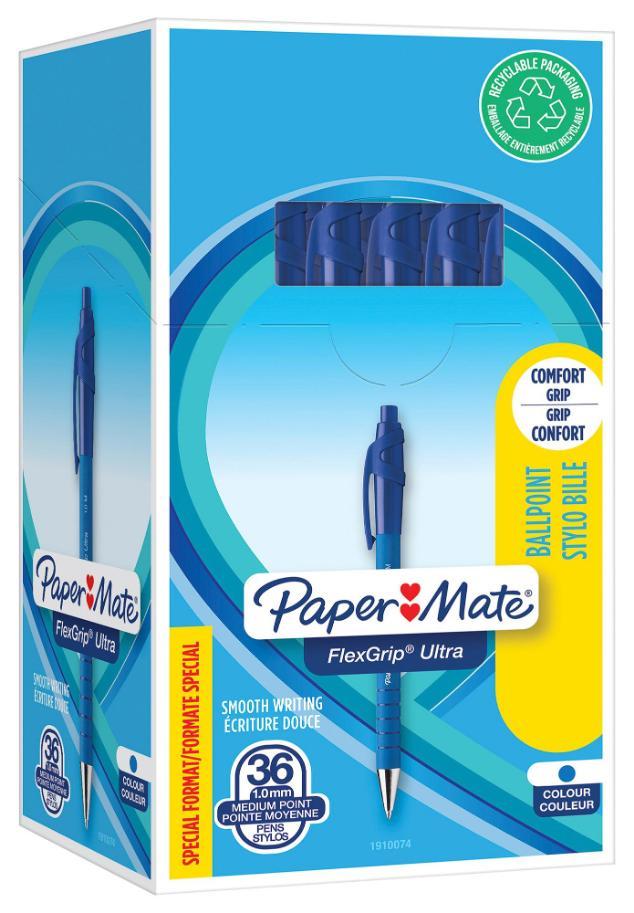 Bolígrafos de bolsas retráctiles de punta ultra ultra mínima, azul 36 paquete - 1910074