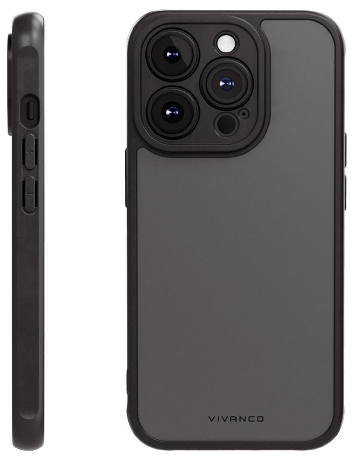 Cubierta helada iPhone 15 Pro, semi transparente, negro - 63902