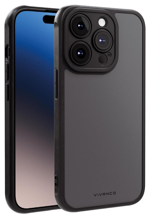 Cubierta helada iPhone 15 Pro, semi transparente, negro - 63902