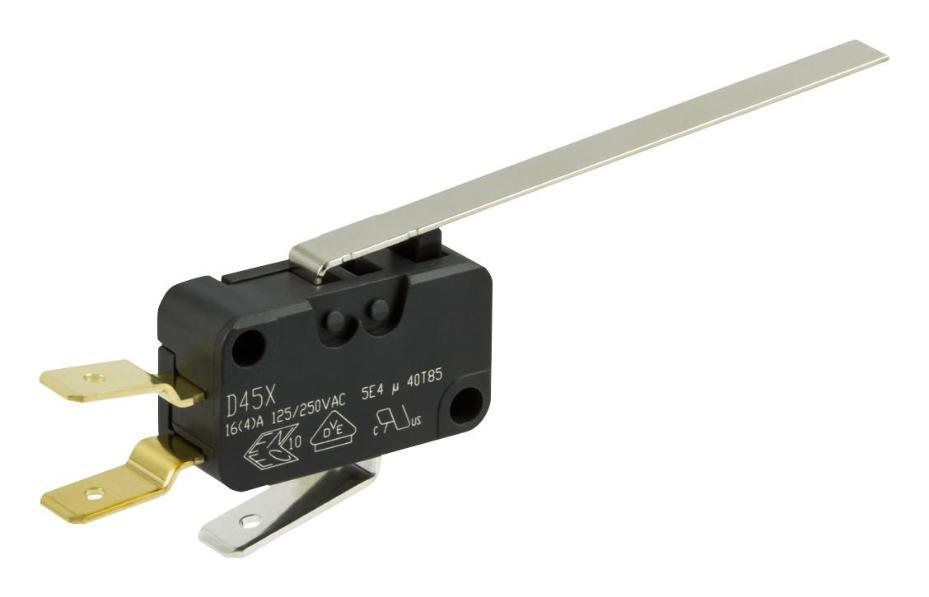 Long Lever Microswitch, SPDT, 250V AC, 16A - D459-V3LL