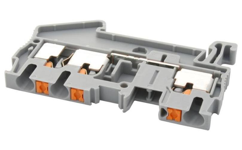 DIN Rail Mount Terminal Block 3 Ways 26 AWG 12 AWG 4 mm² Push In 28 A 3209549