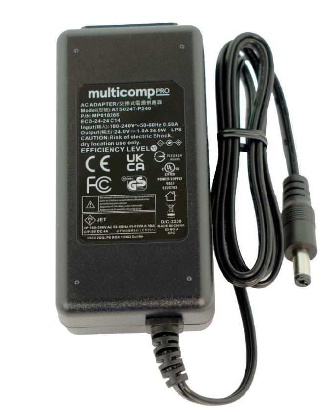 Alimentatore esterno CA/CC, IEC C14, 24 V CC, 1 A, 24 W, spina CC da 2,1 mm - MP010266