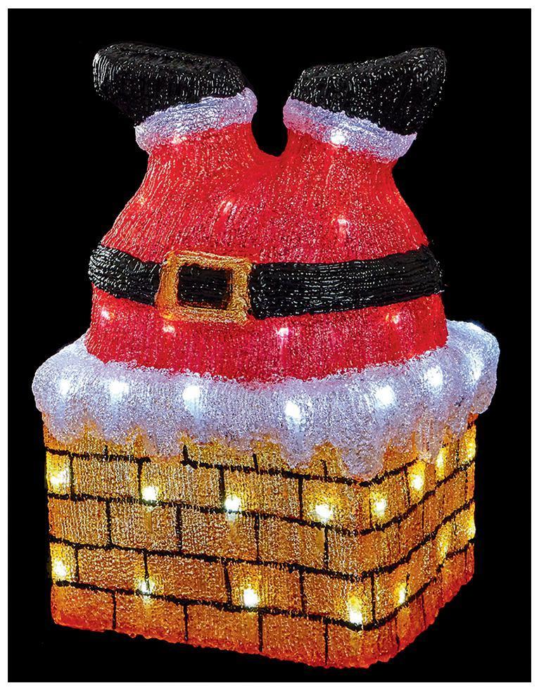 43cm Led Xmas Acryl Santa In Chimney Indoor Outdoor