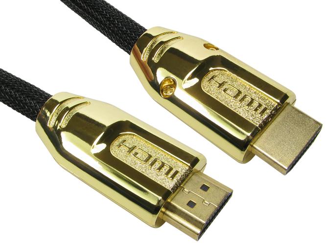 1 Metre Fast HDMI with Ethernet Cable Braided + Metal Gold Shielded Hood