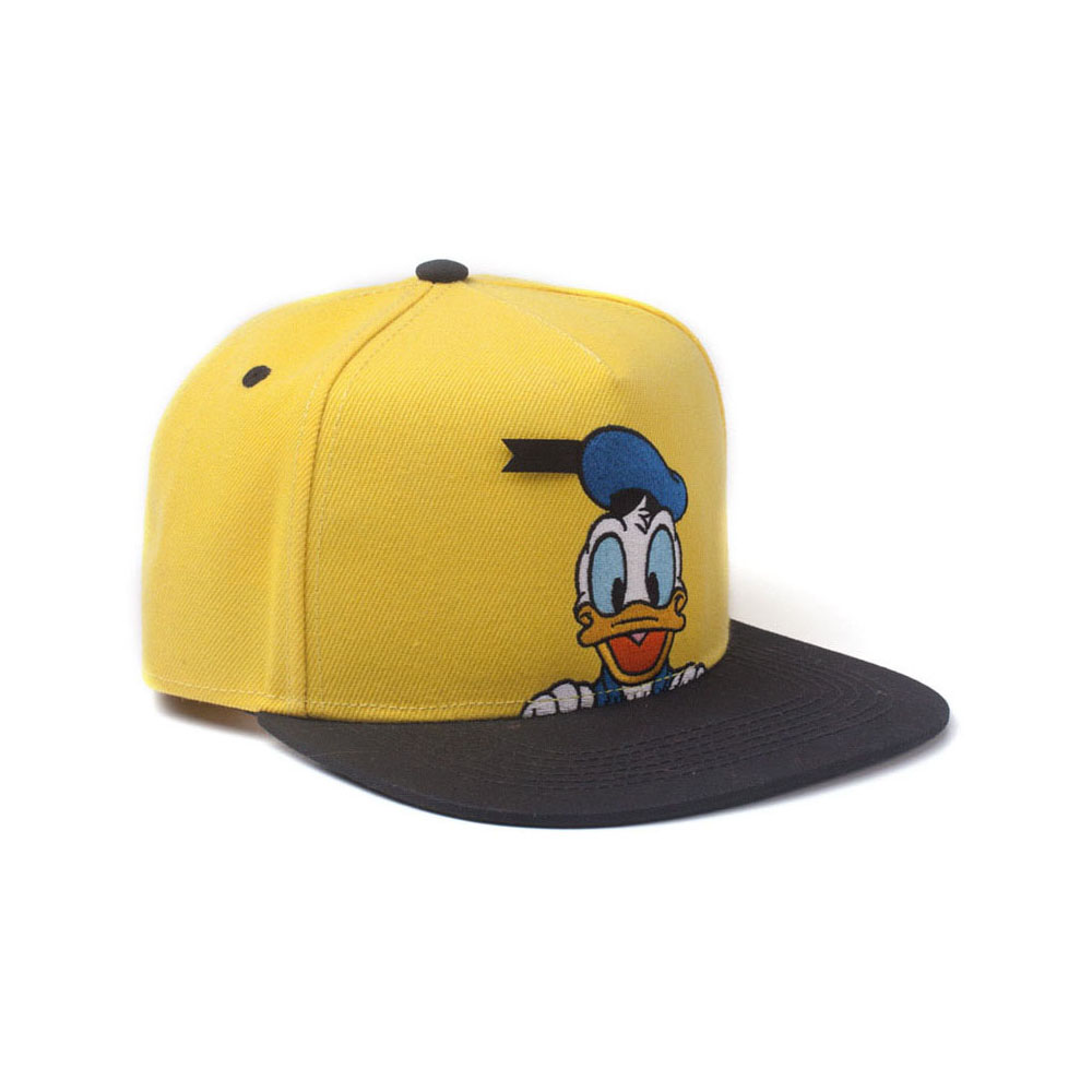 DISNEY Donald Duck Embroidered Face Snapback Baseball Cap Yellow/Black