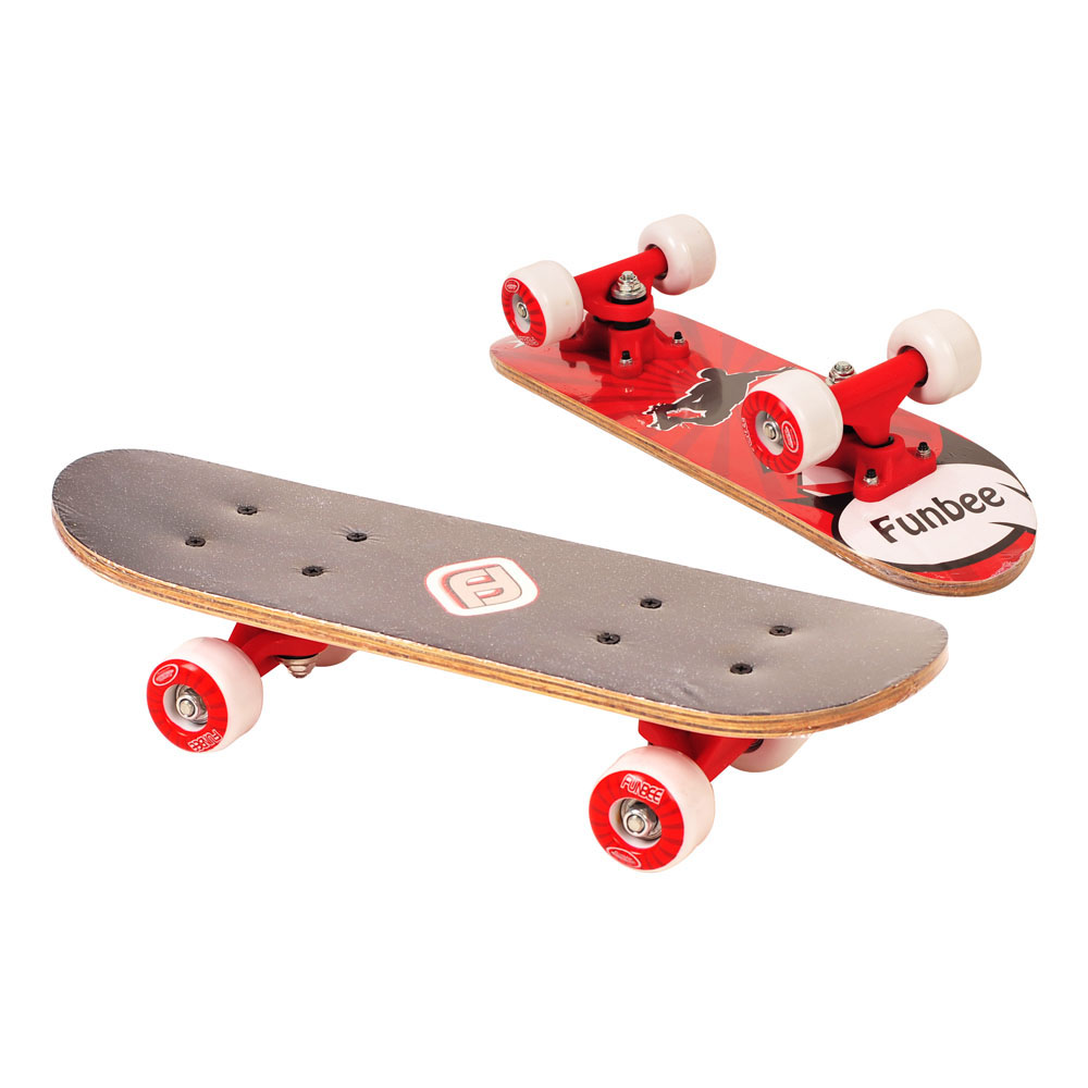 FUNBEE Kid's 17-Inch Maple Wood Mini Skateboard Cruiser, Unisex, Red ...