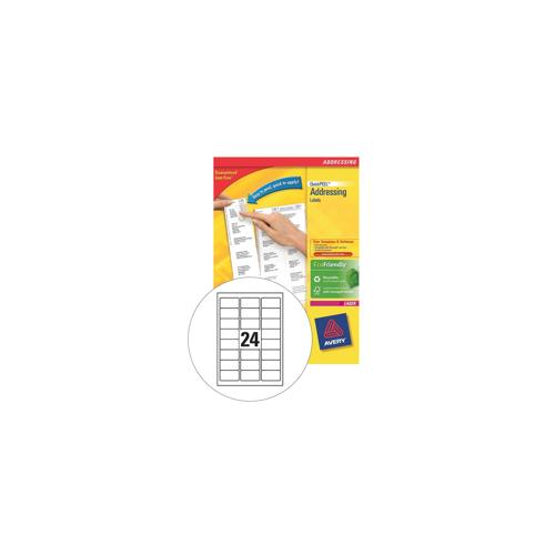L7159100 Avery Addressing Labels Laser 24/sheet 63.5x33.9mm White 2400