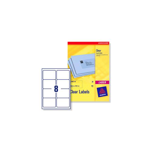 l7565 25 avery clear addressing labels laser 8 per sheet 99 1x67 7mm avery labels 8 per page