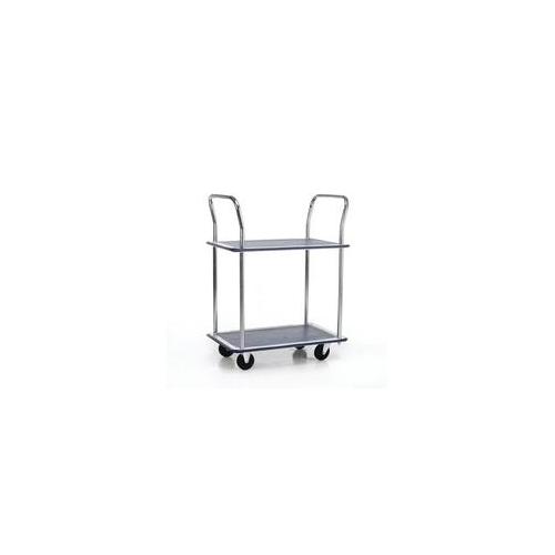 PST2 , Barton 2-Shelf Trolley with Chrome Handles Silver/Blue