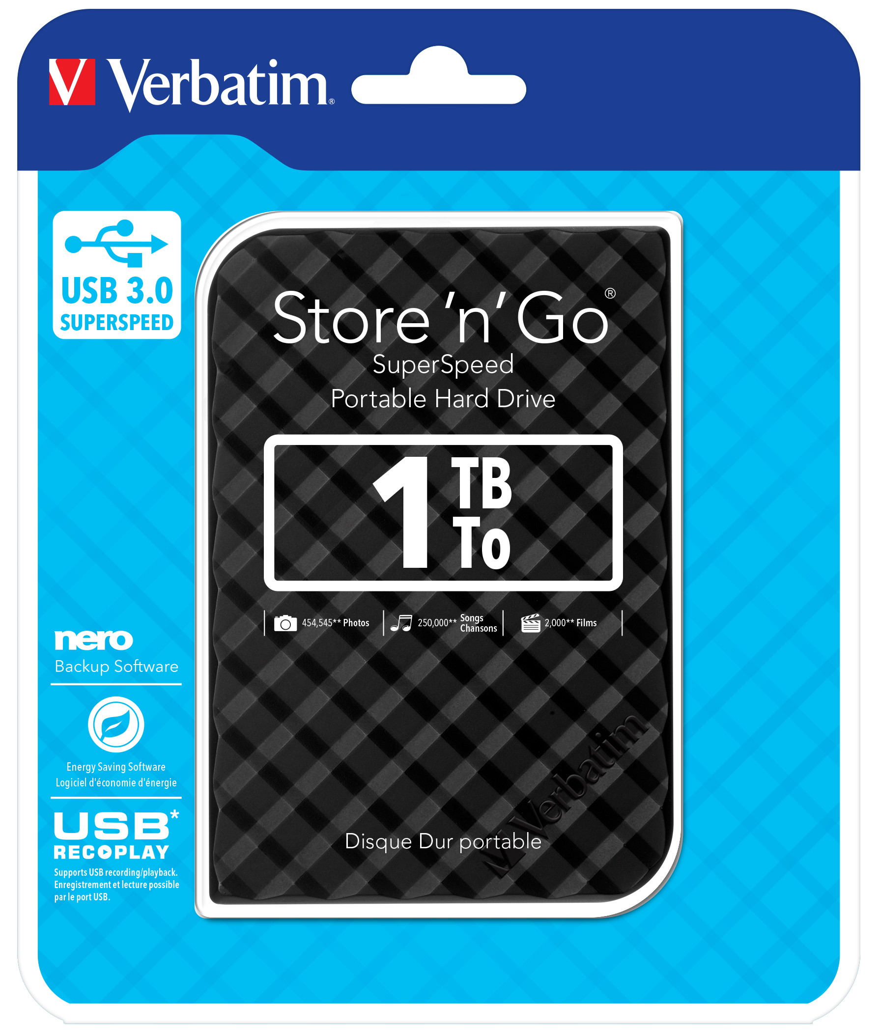 Verbatim 53194 Portable Hard Drive 1TB Black
