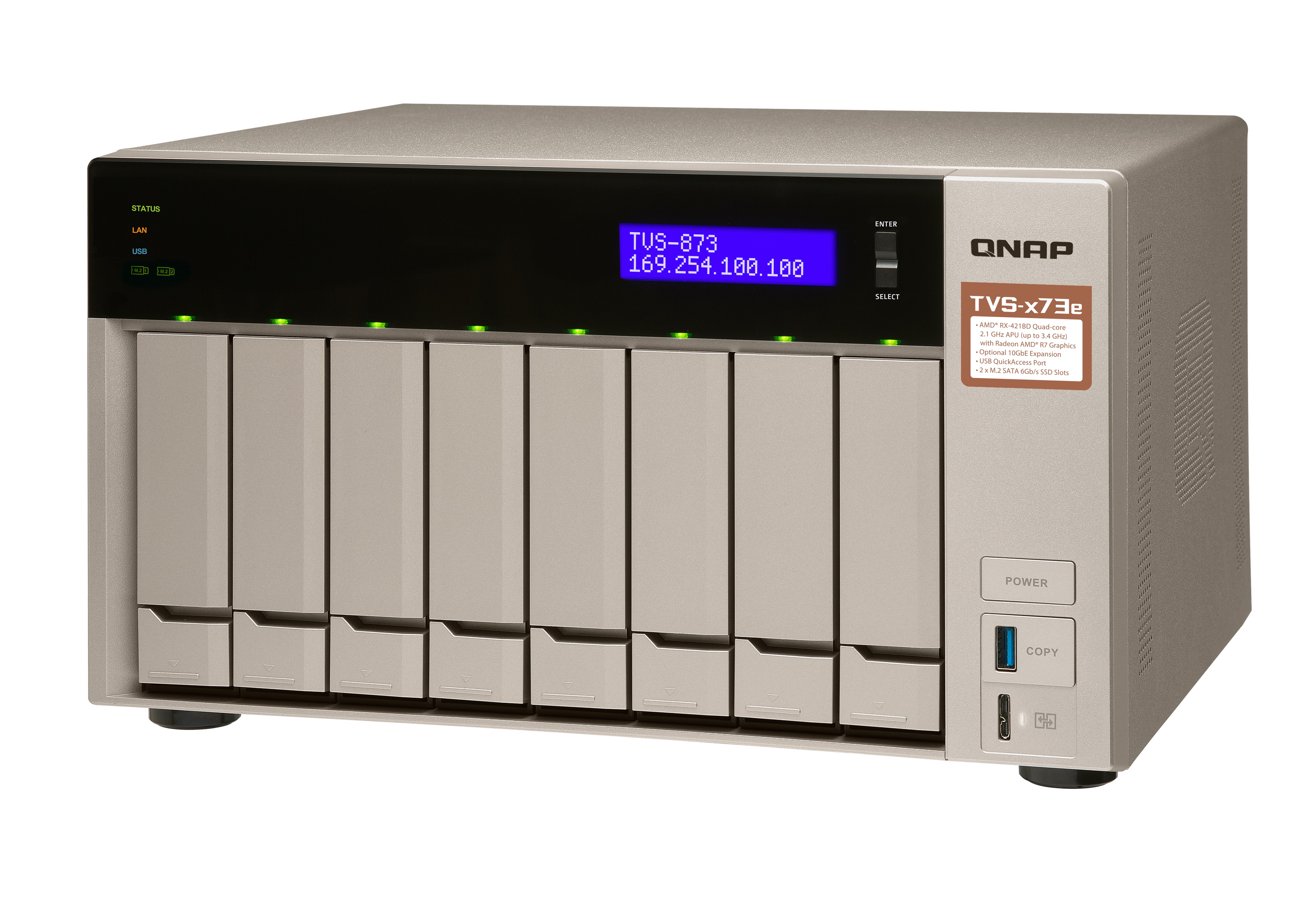 QNAP TVS-873E-4G 80TB (8 x 10 TB WD Ultrastar) 8 Bay Nas mit 4 GB RAM