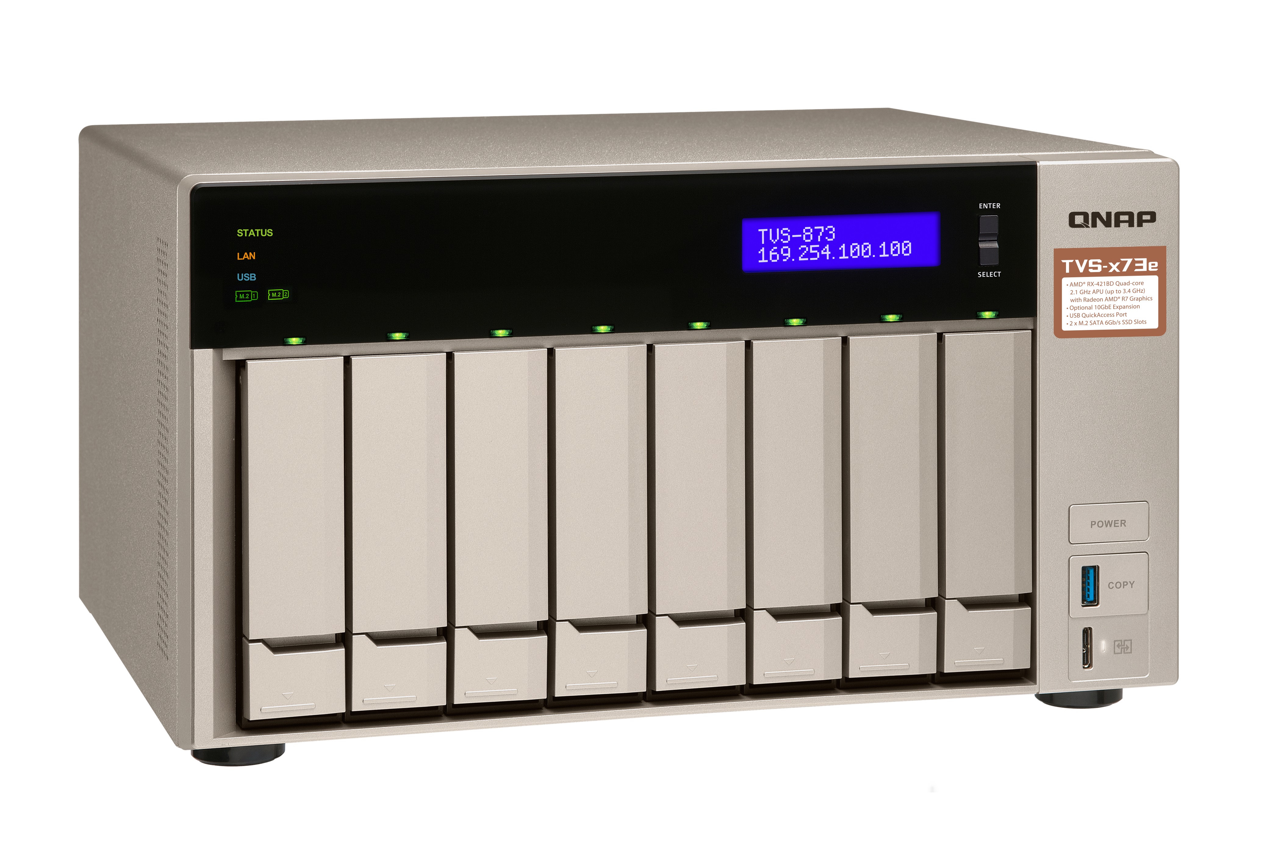 QNAP TVS-873E-4G 80TB (8 x 10 TB WD Ultrastar) 8 Bay Nas mit 4 GB RAM